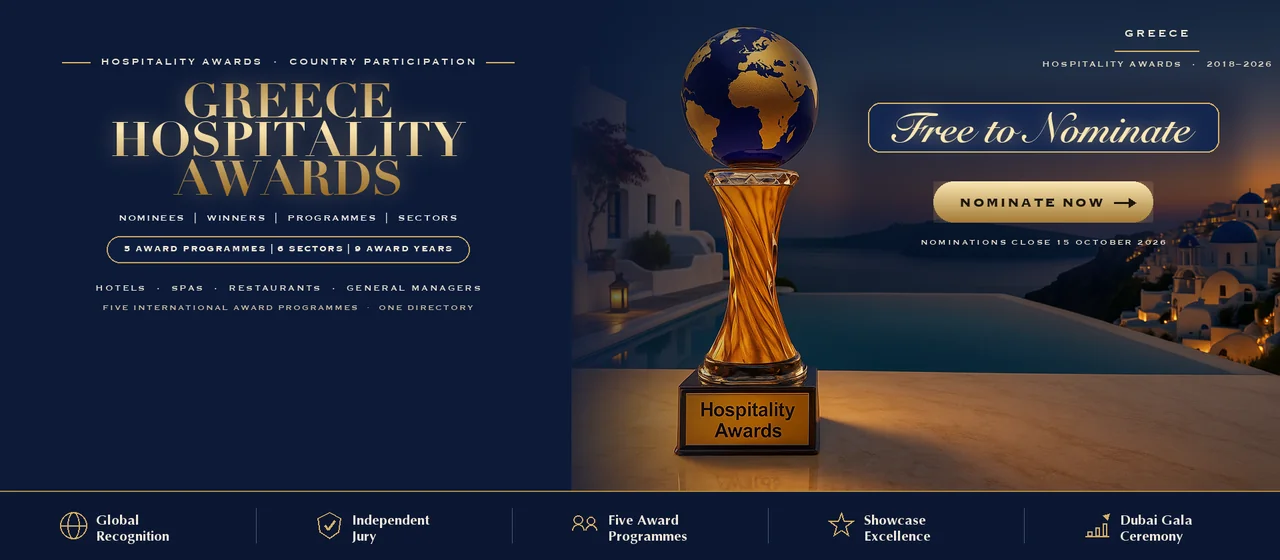 Hospitality Awards — Greece: free to nominate across five international award programmes